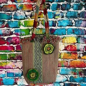 Artesians Inca J.R. Peruvian Wool Boho Handbag Bucket Bag Purse 100% Wool